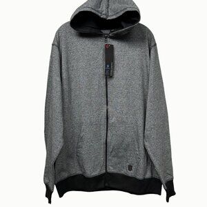 NEW Swiss Cross Heather Gray & Black Full-Zip Hoodie Fleece Jacket L
